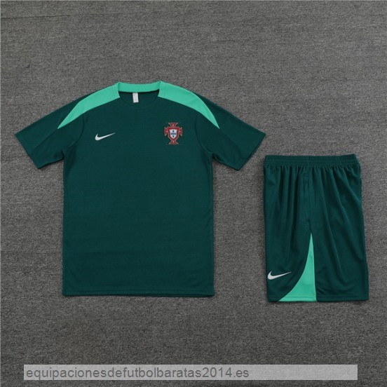 Nuevo Entrenamiento Conjunto Completo Niños Portugal 2024 Verde Baratas